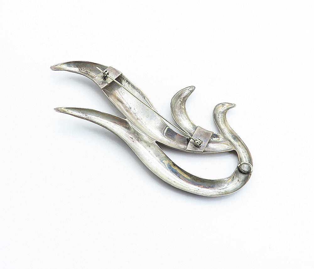 MEXICO 925 Sterling Silver  Vintage Dark Tone Modernist Brooch Pin  BP2505