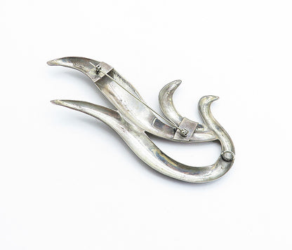 MEXICO 925 Sterling Silver  Vintage Dark Tone Modernist Brooch Pin  BP2505