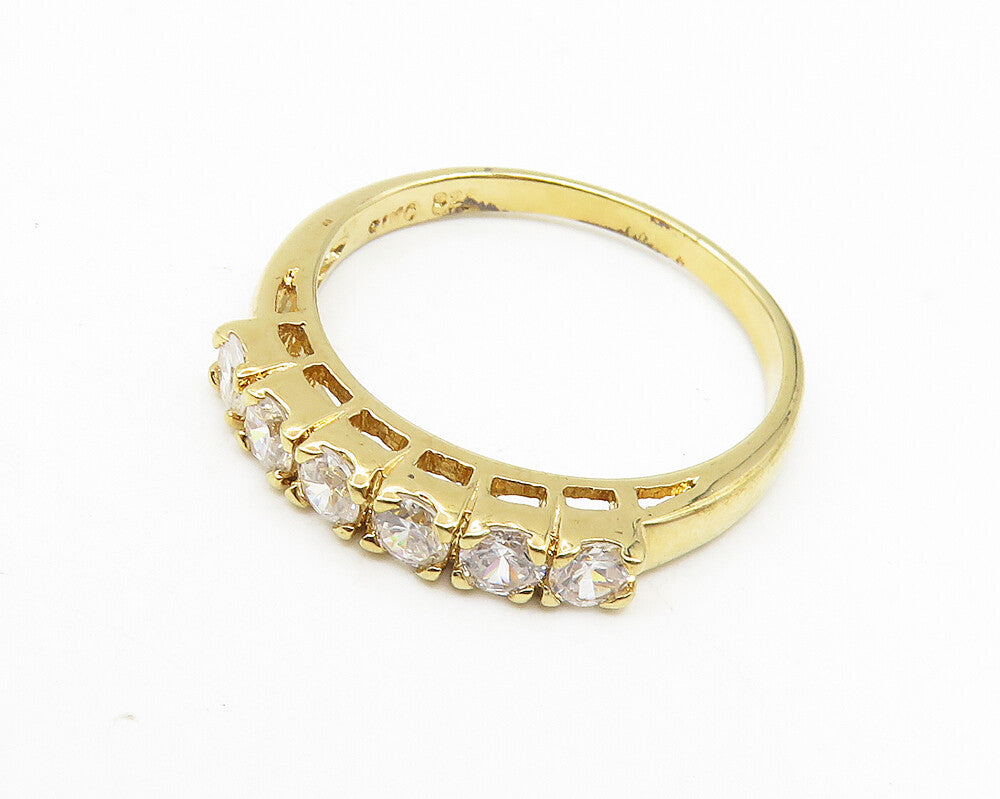 925 Sterling Silver  Cubic Zirconia Gold Plated Band Ring Sz 9.25  RG10329