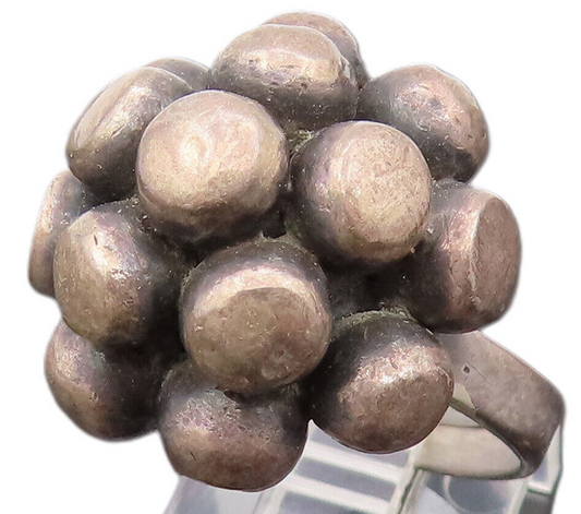 MEXICO 925 Silver  Vintage Cluster Grains Of Sand Adjustable Ring Sz 7 RG26550