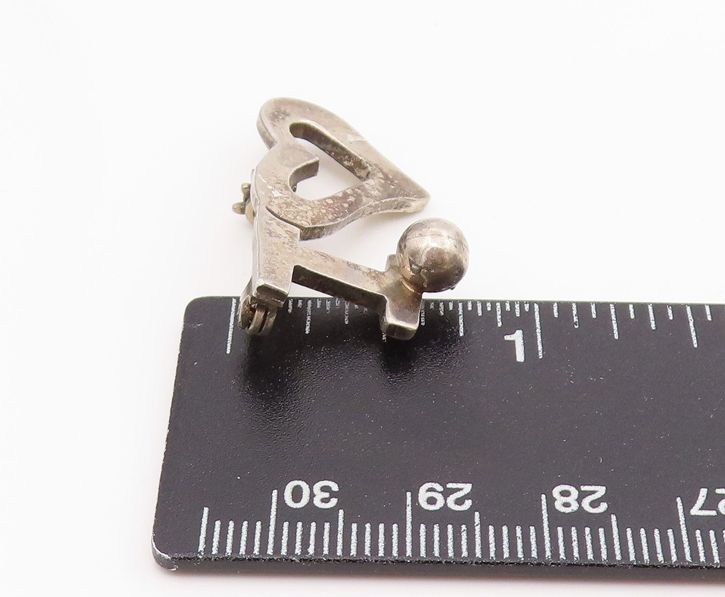 925 Sterling Silver Vintage Brooch Minimalist Open Love Heart Key Pin  BP12151