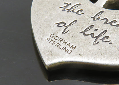 GORHAM 925 Silver  Vintage I Am The Bread Of Life Wheat Heart Pendant  PT19352