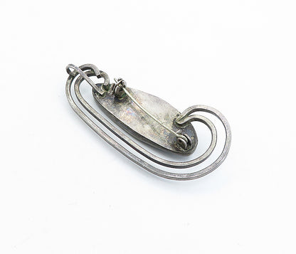 925 Sterling Silver  Vintage Eilat Stone Dark Tone Swirl Brooch Pin  BP2268