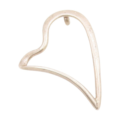 925 Sterling Silver Vintage Pendant Classic Stretched Open Love Heart  PT25428