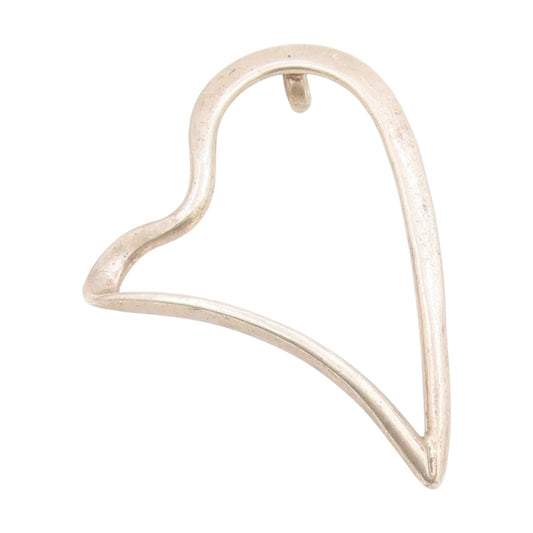 925 Sterling Silver Vintage Pendant Classic Stretched Open Love Heart  PT25428