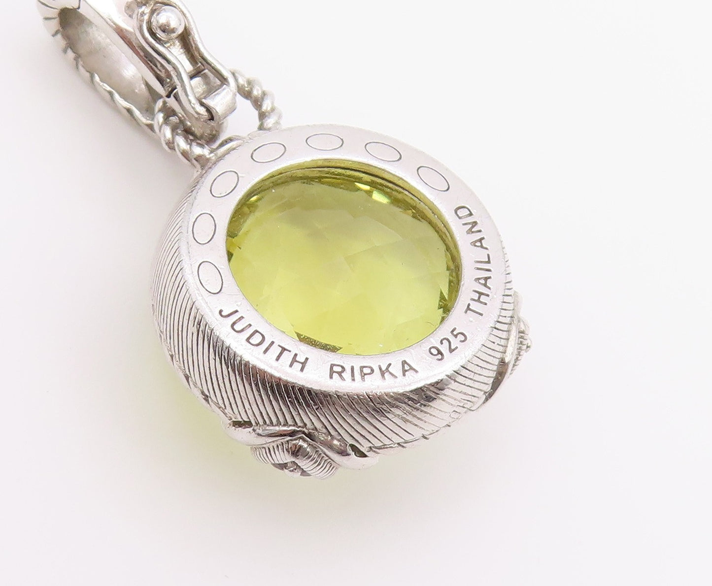 925 Sterling Silver Vintage Pendant JUDITH RIPKA Lemon Quartz Charm  PT26423