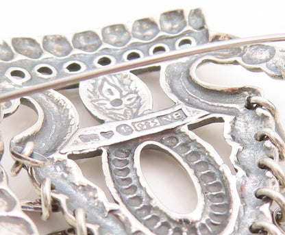 925 Sterling Silver Vintage Brooch Pin FINLAND Designer Cutout Crown  BP11359