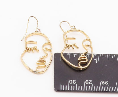925 Sterling Silver Vintage Earrings Gold Plated 2 Sided Male Female  EG13614