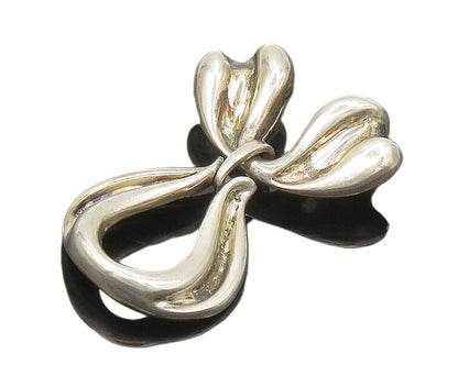 KABANA 925 Sterling Silver  Vintage Shiny Ribbon Bow Drop Pendant  PT14460