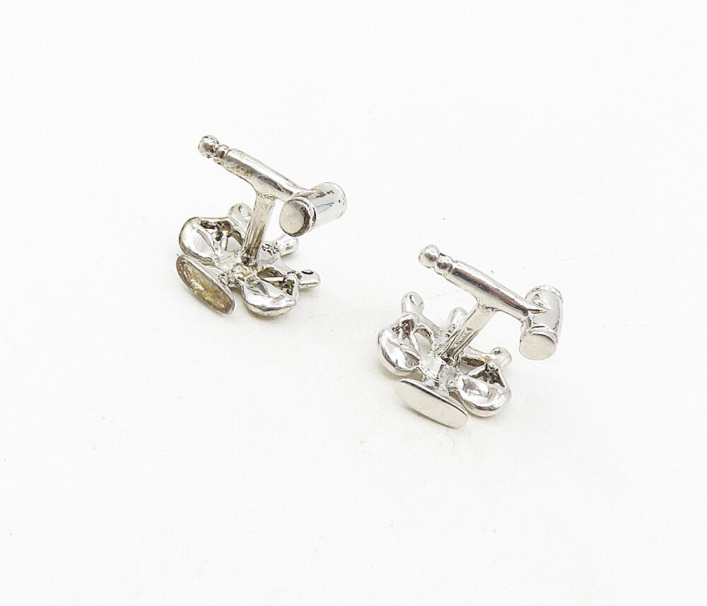925 Sterling Silver  Vintage Shiny Balance Scales Motif Cuff Links  TR1421