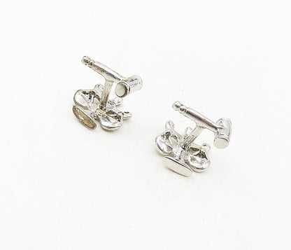 925 Sterling Silver  Vintage Shiny Balance Scales Motif Cuff Links  TR1421