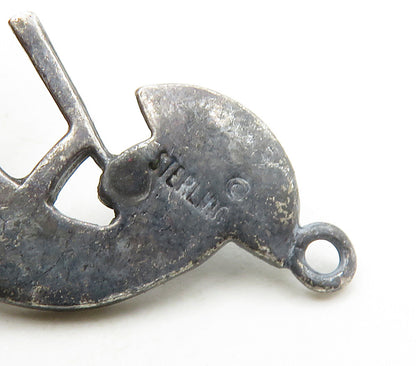 SOUTHWESTERN 925 Silver Vintage Oxidized Kokopelli Dancer Pendant PT13019