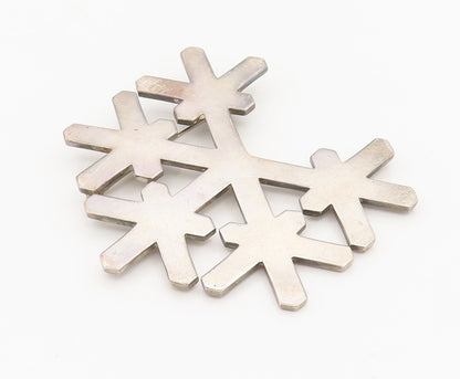 925 Sterling Silver  Vintage Large Snowflake Christmas Brooch Pin  BP10358