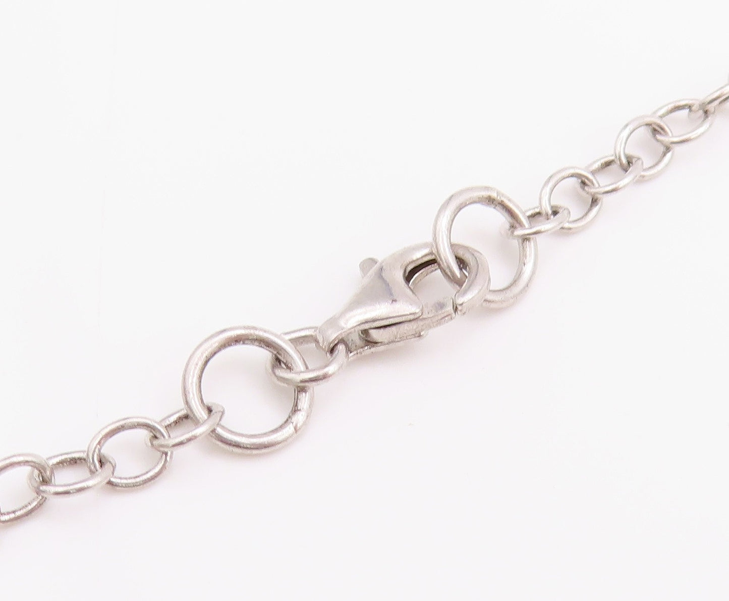 925 Sterling Silver Vintage Necklace Antique Oval Rings Linked Chain  NE4583
