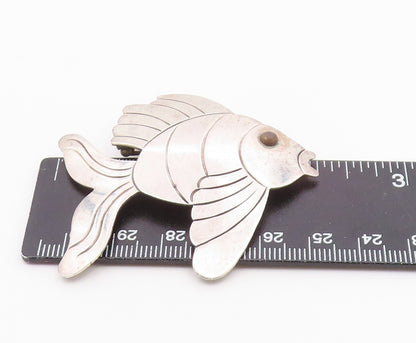 MEXICO 925 Sterling Silver  Vintage Two Tone Fish Motif Brooch Pin  BP8192