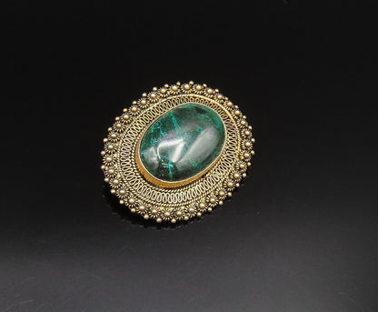 ISRAEL 925 Sterling Silver Vintage Oval Eilat Beads & Wire Brooch Pin  BP9809