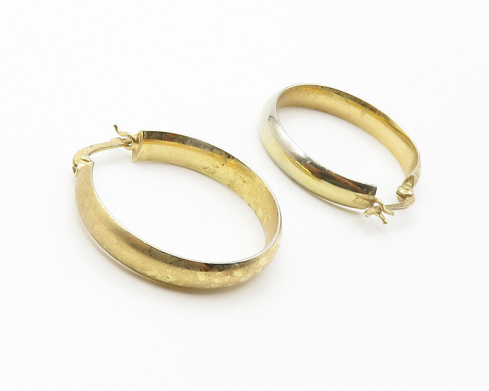 925 Sterling Silver  Vintage Shiny Gold Plated Minimalist Hoop Earrings EG7221