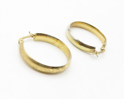 925 Sterling Silver  Vintage Shiny Gold Plated Minimalist Hoop Earrings EG7221