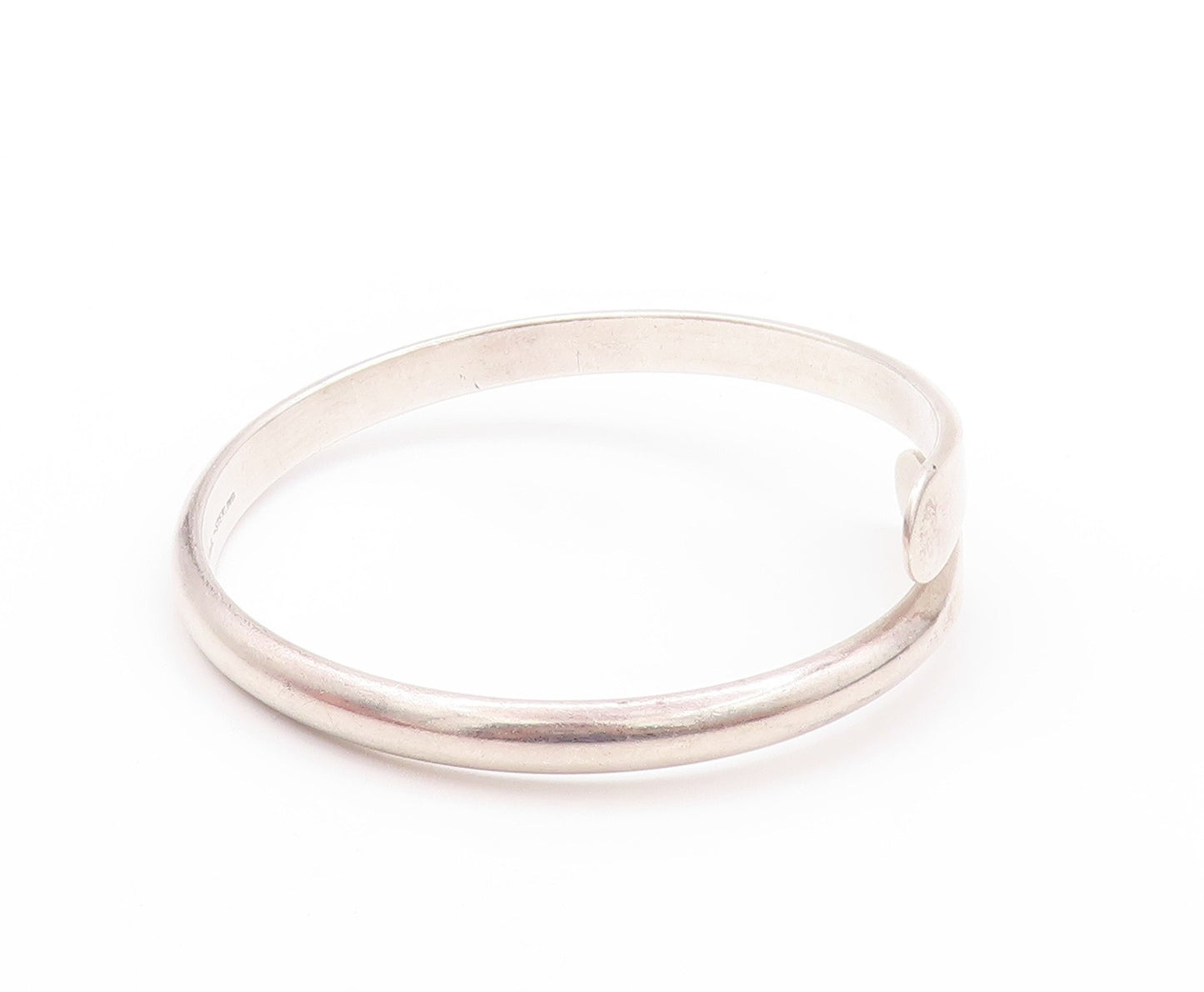 925 Sterling Silver Vintage Bracelet Minimalist Flat End Bypass Bangle  BT11204