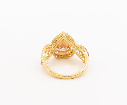925 Sterling Silver Vintage Ring Gold Plated Designer Gemstones  Sz 7  RG29476