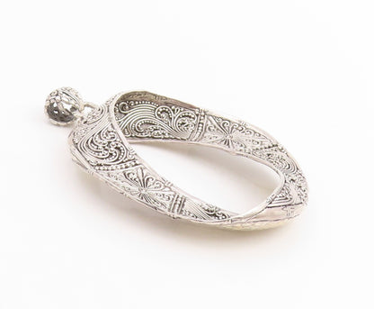 925 Sterling Silver Vintage Pendant Floral Intricate Weaver's Circle  PT25197