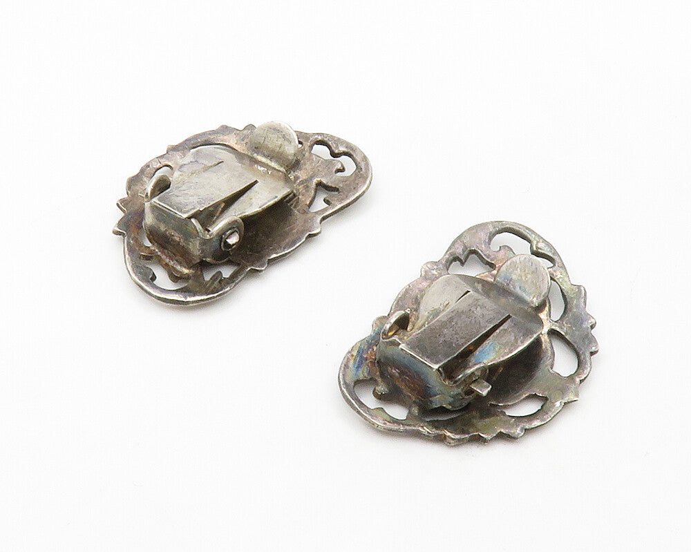 SIAM 925 Sterling Silver  Vintage Enamel Dancer Non Pierce Earrings  EG6951