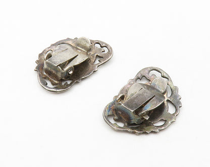 SIAM 925 Sterling Silver  Vintage Enamel Dancer Non Pierce Earrings  EG6951