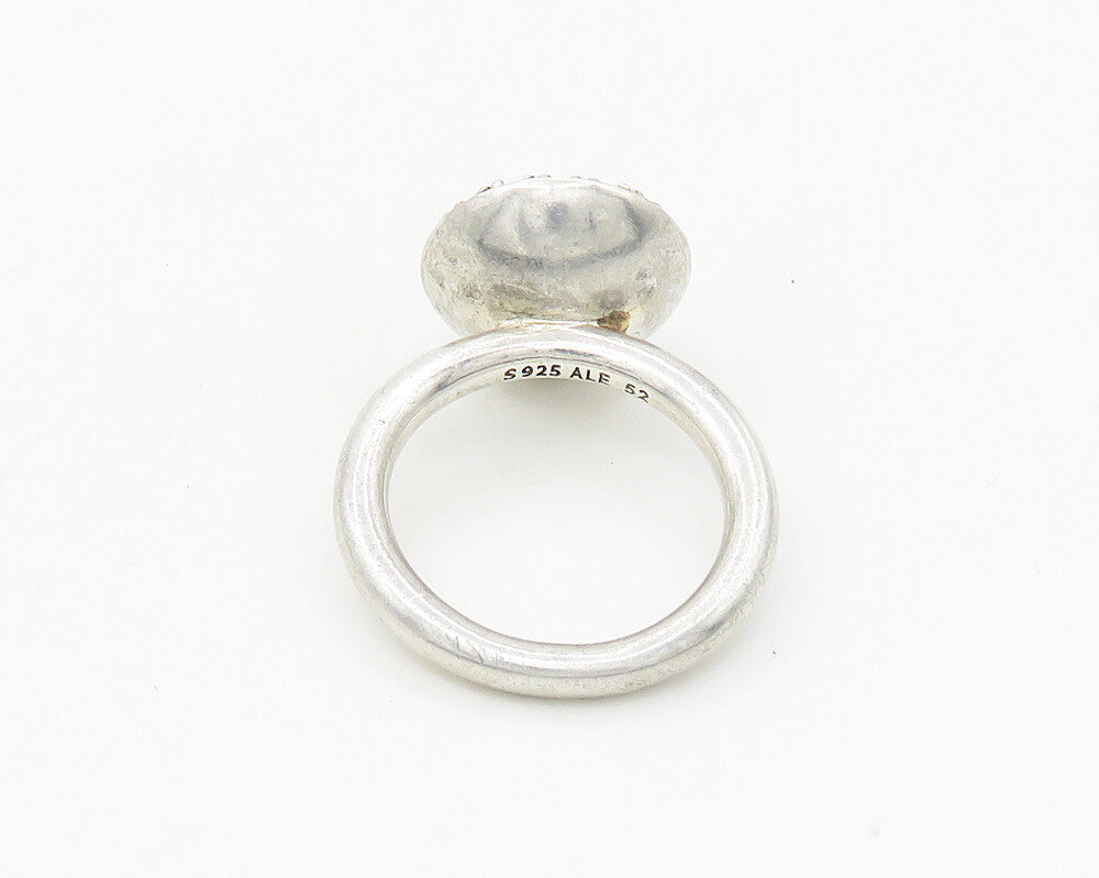 PANDORA 925 Silver  Faceted Stone & Marcasite Cocktail Ring Sz 6  RG18065