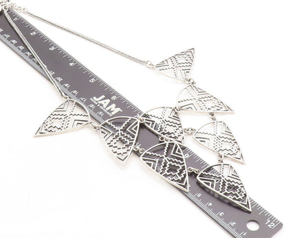 925 Sterling Silver  Vintage Shiny Open Geometric Wheat Chain Necklace  NE2117