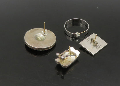 DESIGNER 925 Silver & 14K GOLD  Vintage 4 Pcs Lot Single Earrings  EG11246
