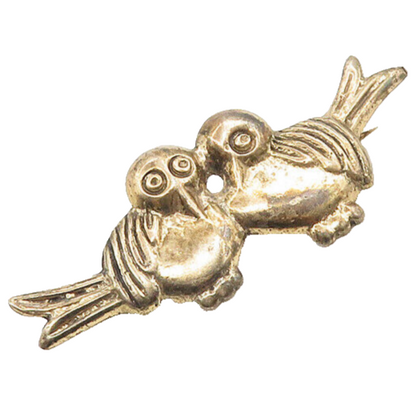 MEXICO 925 Sterling Silver  Vintage Copper Tone Love Birds Brooch Pin  BP7059