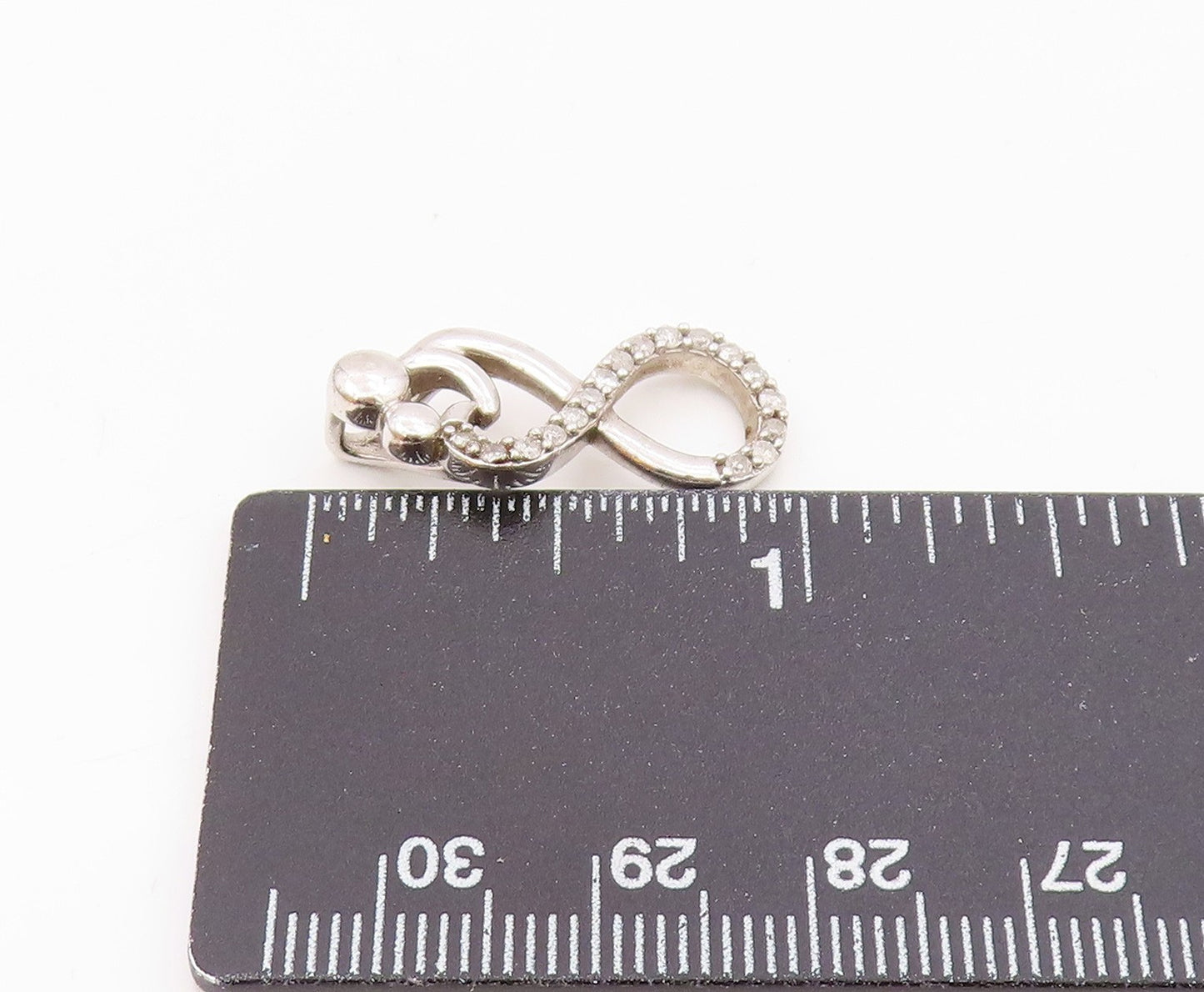 925 Silver  Vintage  Genuine Diamonds Infinity Mom & Baby Pendant  PT16683