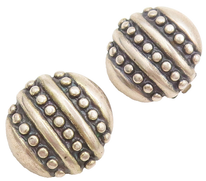 MONET 925 Silver  Vintage Beaded Sequence Round Press Back Earrings  EG12642