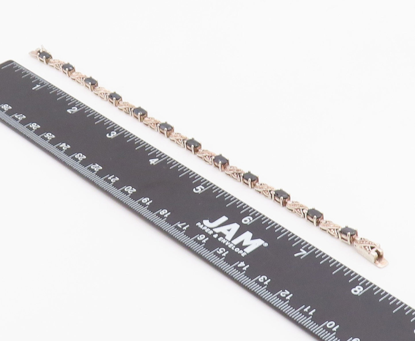 925 Sterling Silver  Vintage Sapphire XO Hugs & Kisses Chain Bracelet  BT8604