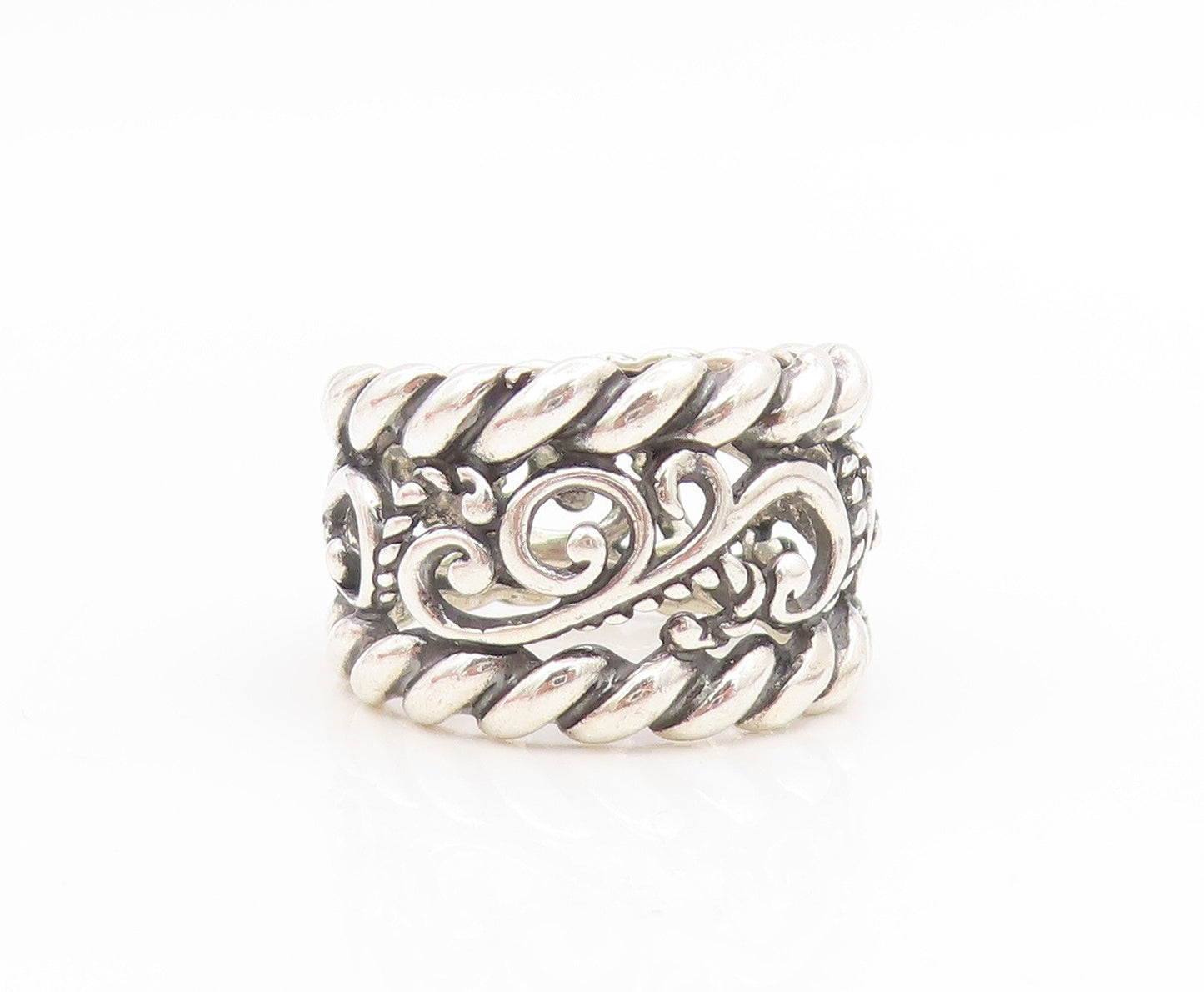 925 Sterling Silver Vintage Ring CAROLYN POLLACK Open Scroll Band  Sz 7  RG34687