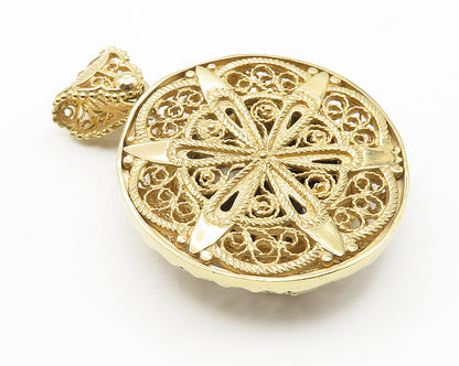 925 Sterling Silver Vintage Multi Stone Gold Plated Filigree Pendant  PT8379