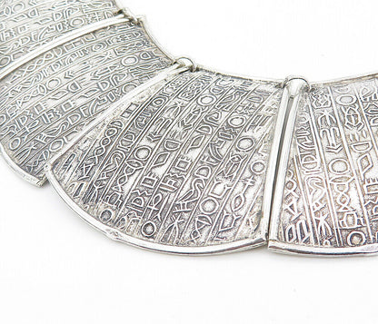 MIDDLE EAST 925 Silver - Vintage Hieroglyphics Pattern Chain Necklace - NE1271