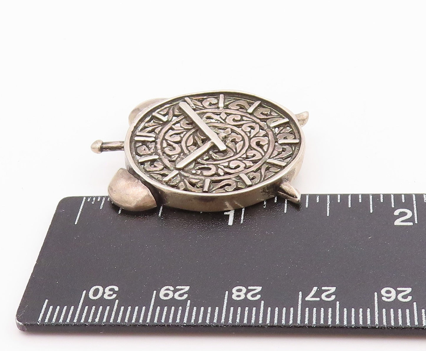 925 Sterling Silver Vintage Brooch JEZLAINE Swirly Cutout Alarm Clock  BP11709