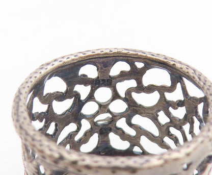 925 Sterling Silver Vintage Ring Intricate Openwork Wide Band  Sz 6.5  RG34560