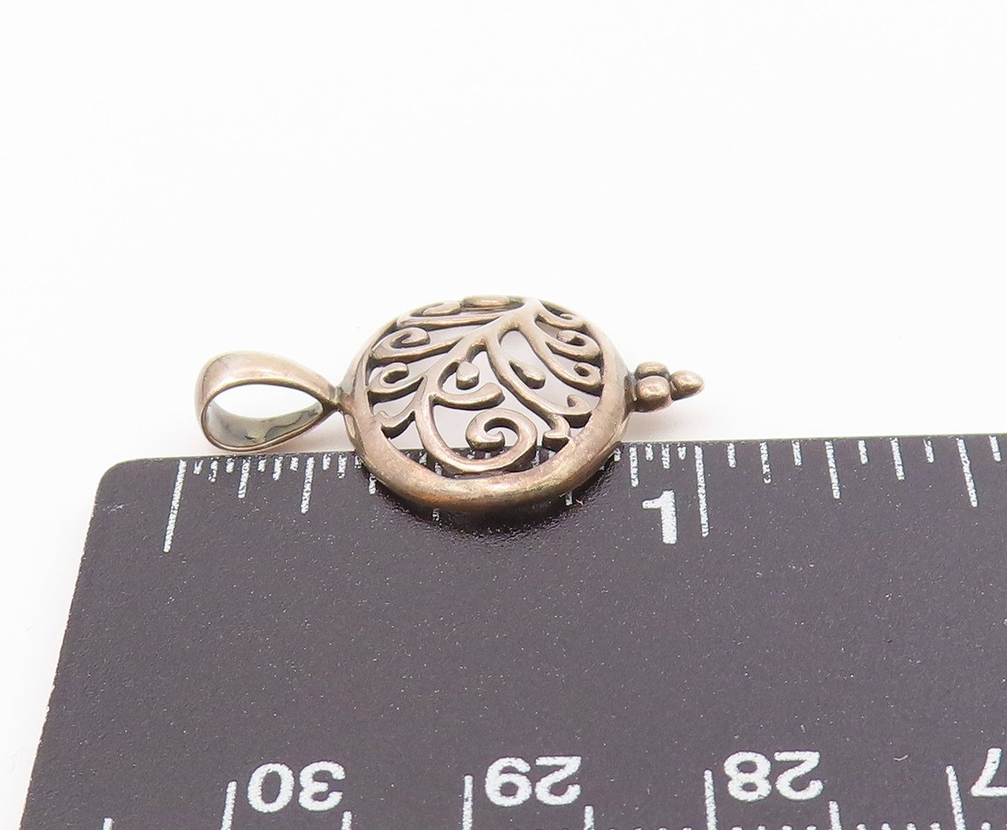 925 Sterling Silver  Vintage Openwork Vine Cutout Drop Pendant  PT21413