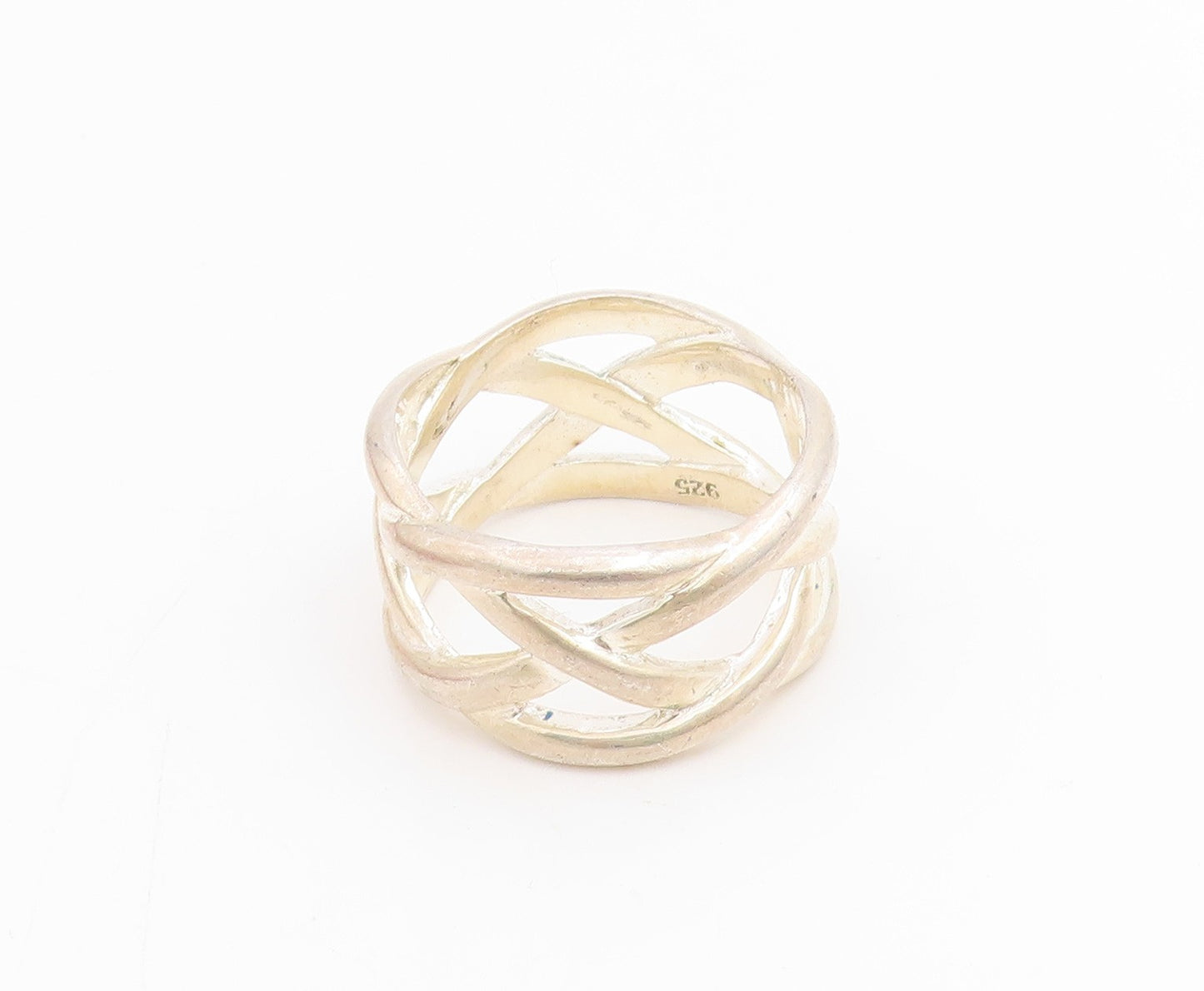 925 Sterling Silver Vintage Ring Openwork Celtic Knot Wide Band  Sz 7  RG34848