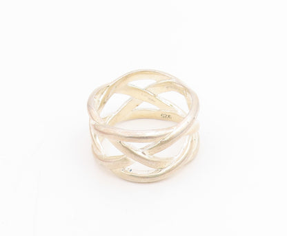 925 Sterling Silver Vintage Ring Openwork Celtic Knot Wide Band  Sz 7  RG34848