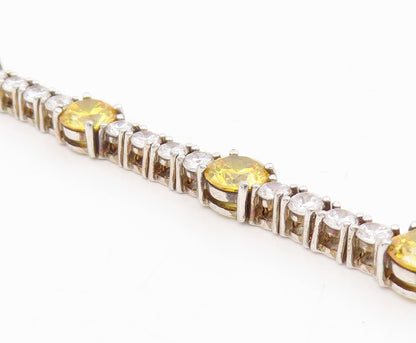 925 Sterling Silver Vintage Bracelet Round CZ Geometric Tennis Chain  BT11609