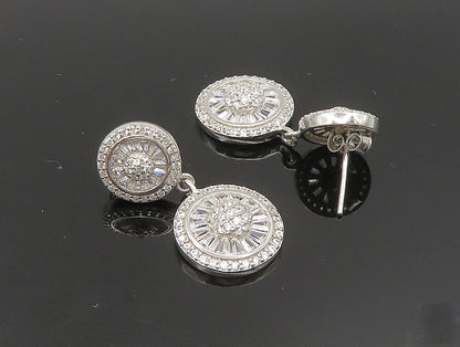 925 Silver  Vintage Sparkly Cubic Zirconia Round Dangle Earrings  EG11600