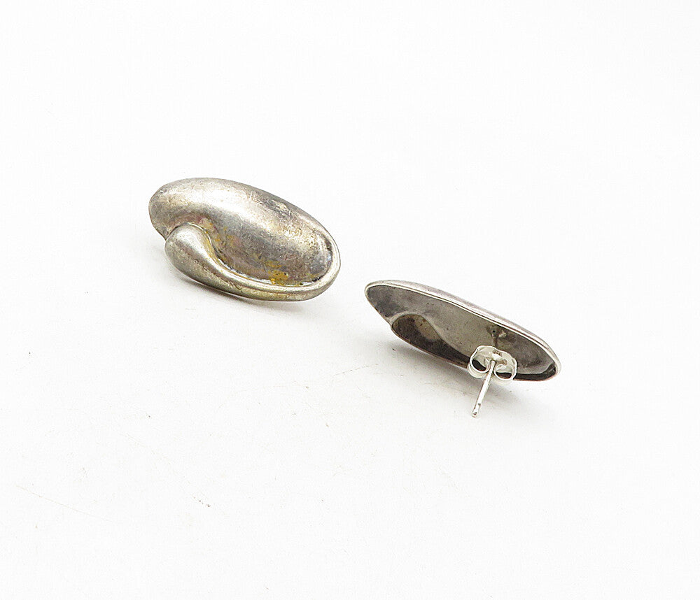 LUCIA 925 Sterling Silver  Vintage Dark Tone Modernist Dangle Earrings  EG4691
