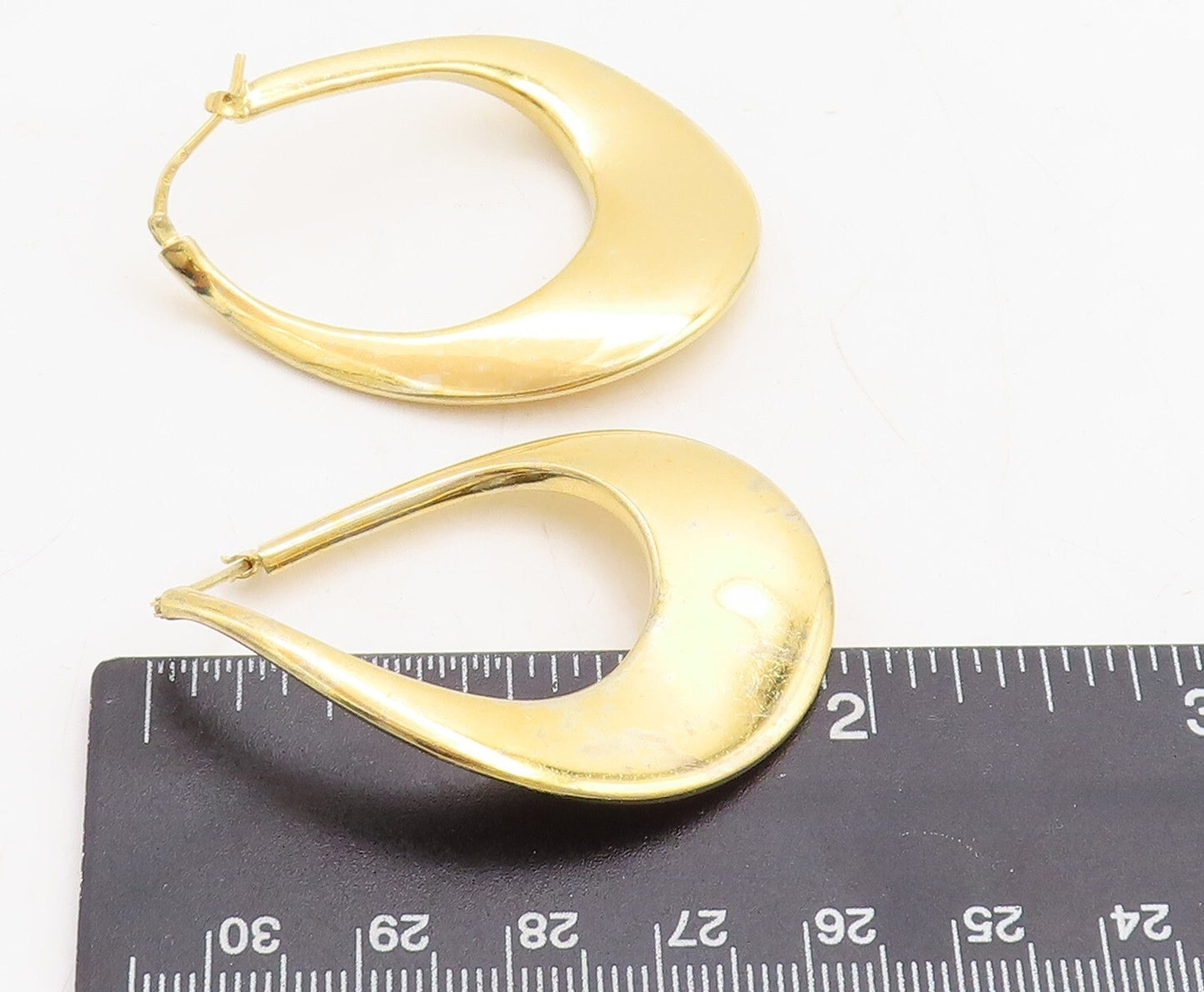 925 Sterling Silver Vintage Earrings Gold Plated Large Designer Hoops  EG13270