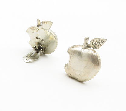 MEXICO 925 Sterling Silver  Vintage Bitten Apple Non Pierce Earrings  EG7727