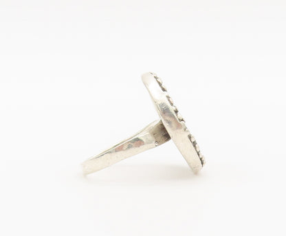 925 Sterling Silver Vintage Ring Minimalist Solid Round Beaded  Sz 6  RG27943