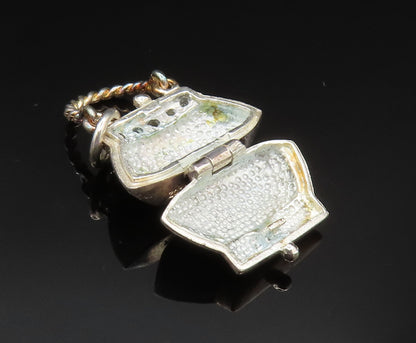 925 Sterling Silver Vintage Cubic Zirconia Floral Purse Pendant (OPENS)  PT20701