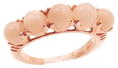 925 Sterling Silver Vintage Ring Gold Plated Round Moonstone Band  Sz 6  RG34215